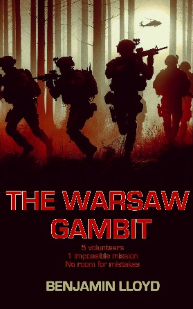 The Warsaw Gambit book cover shows five soldiers on a secret mission